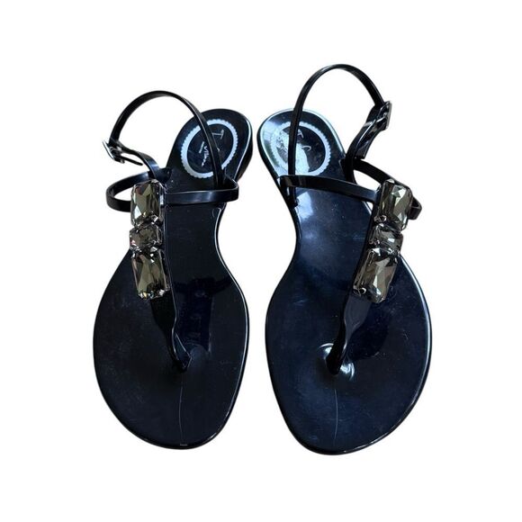 TARA GRINNA SWIMWEAR LLARIA JELLY SANDALS Back Strap Crystals Black 39 - Picture 3 of 9